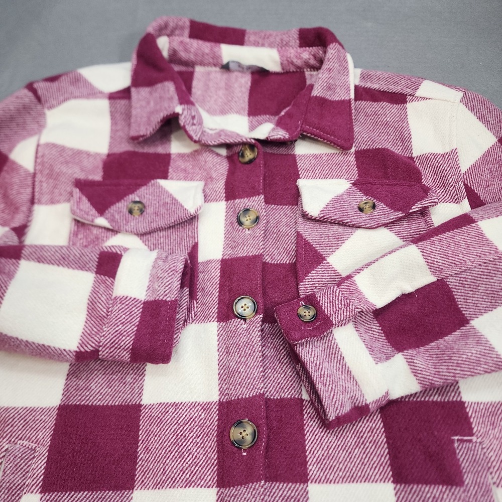Maker's Mark Cranberry Purple Plaid Jacket Wool Blend Button Down‎ Women's Sz L